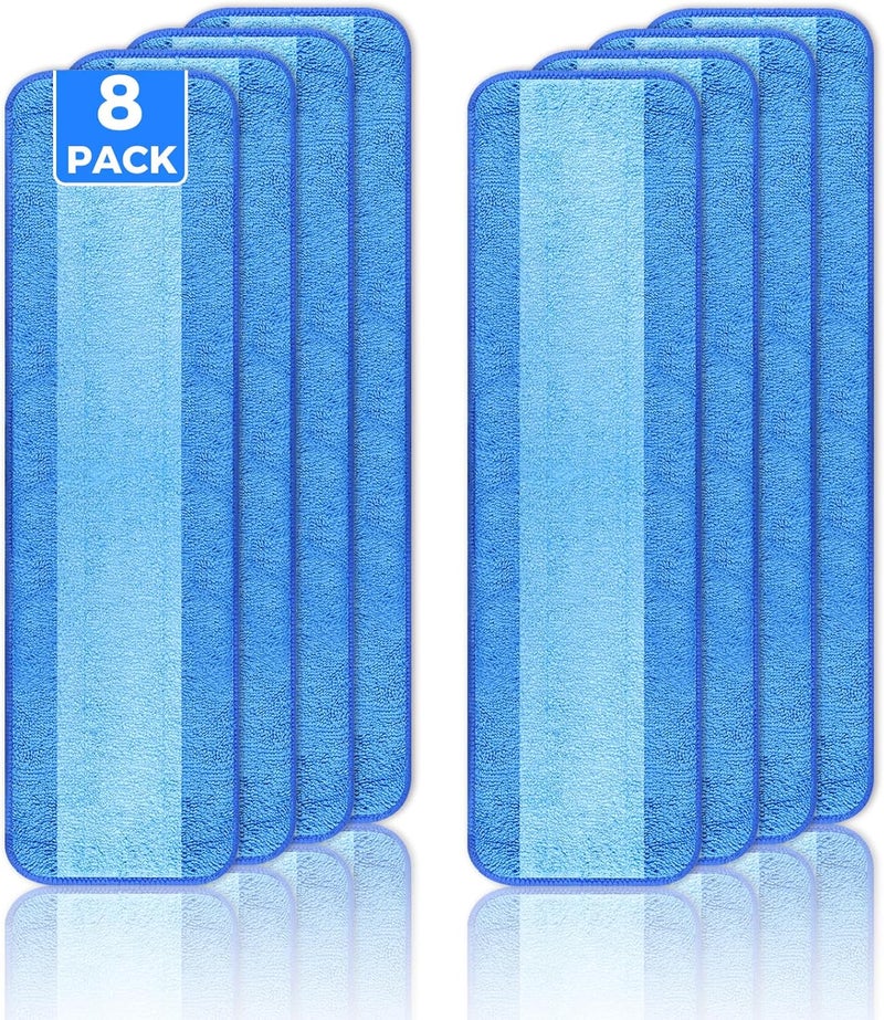 wlich 8-Pack Microfiber Cleaning Pads, 18-Inch Microfiber Mop Pads Compatible with Bona Mop, Washable and Reusable Mop Pad Refills for Hardwood Tile Laminate Floors - Image 1